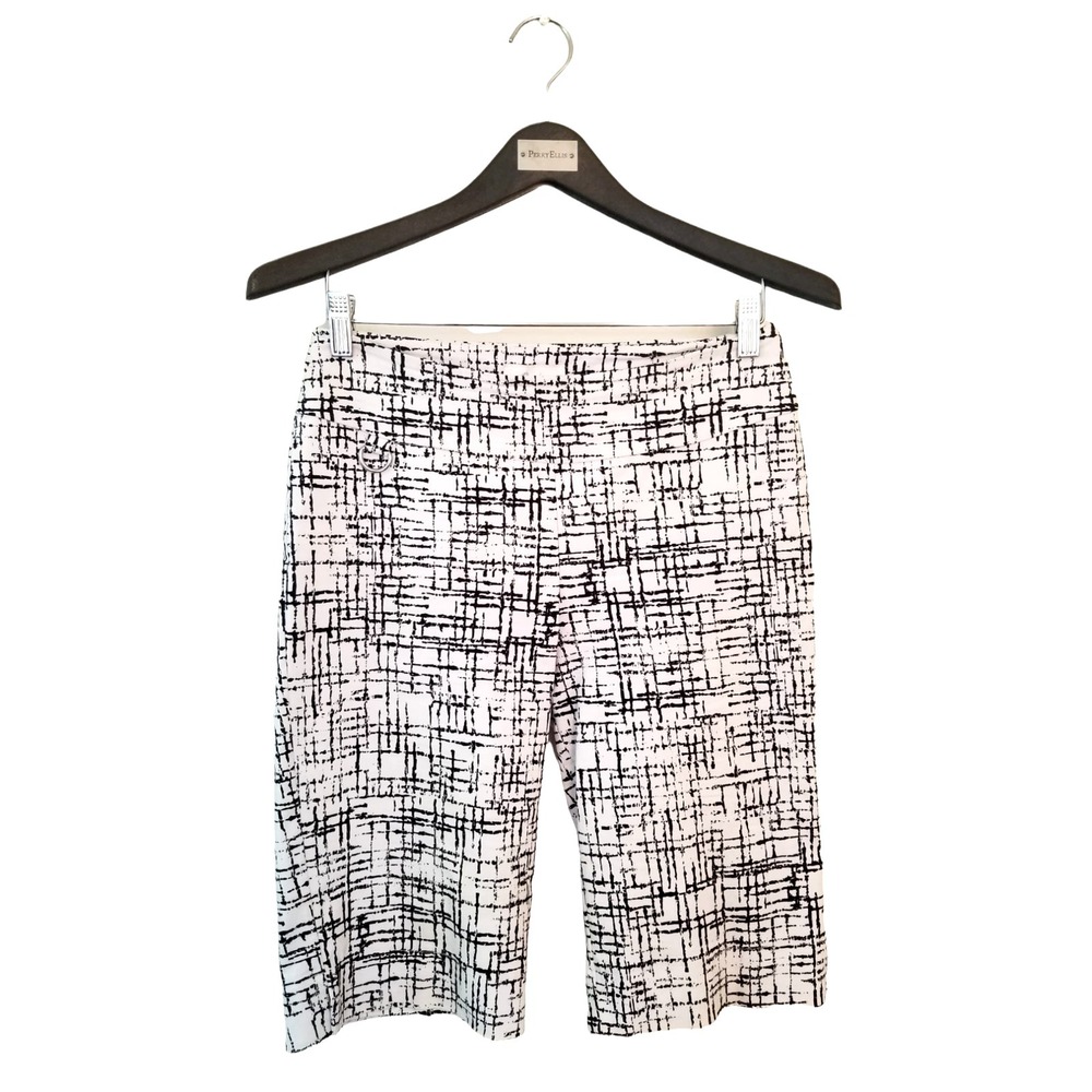 Artex Fashions Black White Striped Bermuda capri Women's Size 30 Inseam 12.5 in